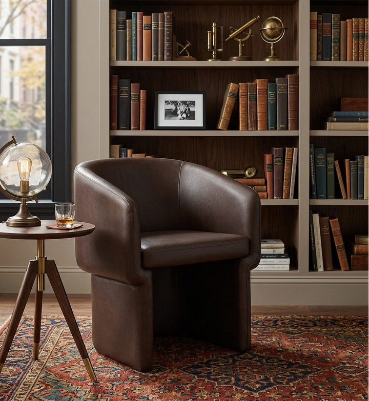 Hvìl Vegan Leather Barrel Dining Chair - Espresso Denmark Home