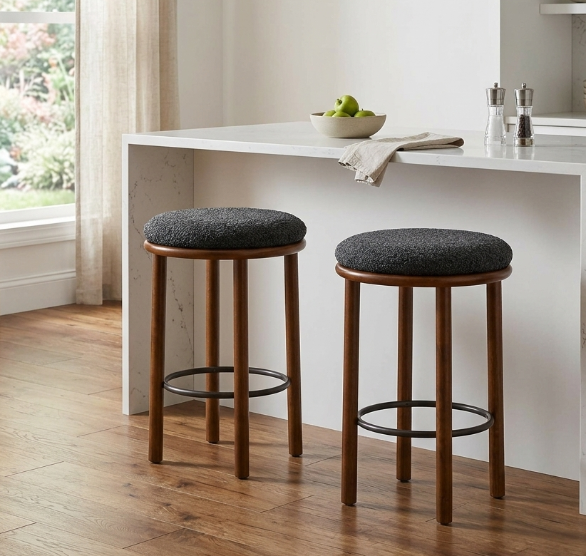 Clad Counter Stool Set of 2 - Walnut Charcoal Denmark Home
