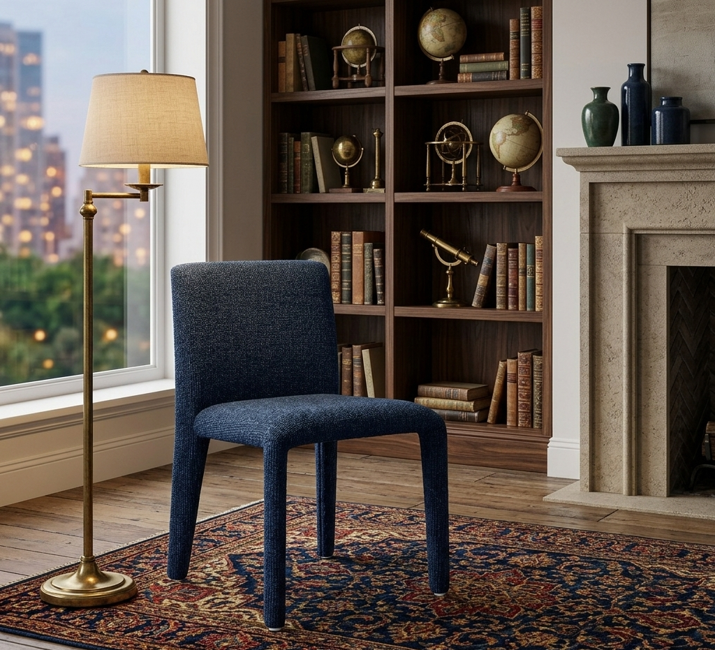 Svep Upholstered Dining Chair - Navy Denmark Home