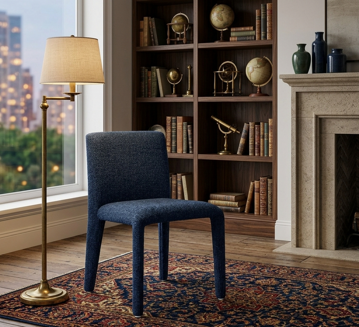 Svep Upholstered Dining Chair - Navy Denmark Home