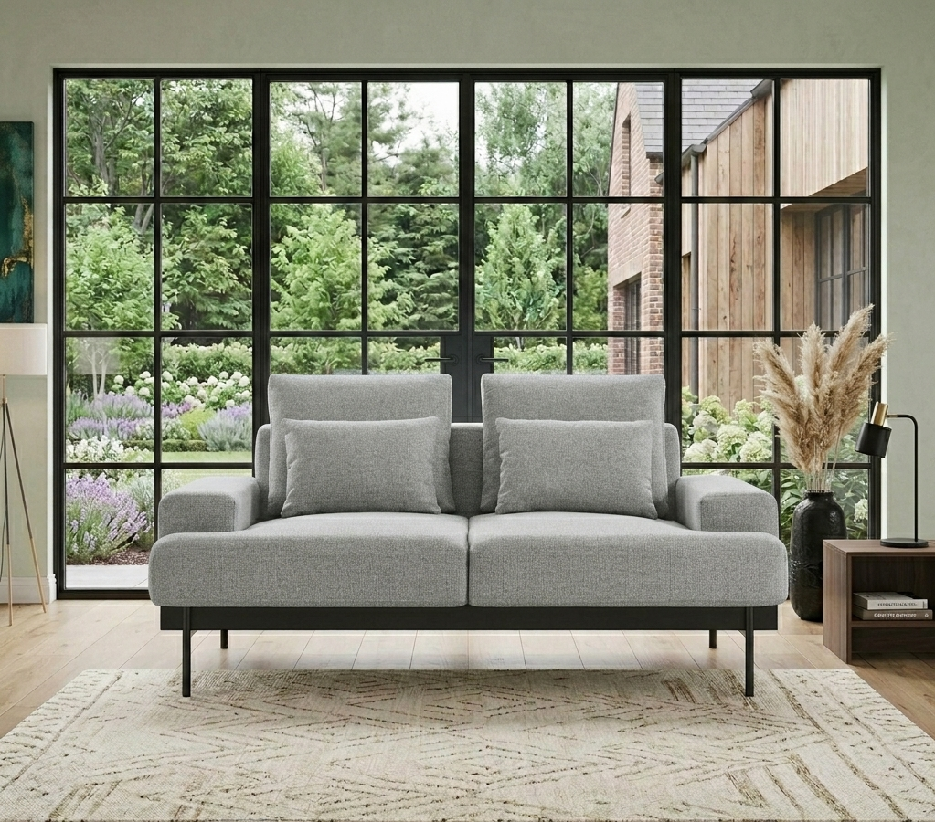 Prism Fabric Upholstered Loveseat – Light Gray