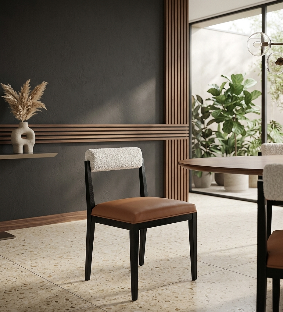 Bek Fabric Dining Chair - Pearl Tan Black Denmark Home