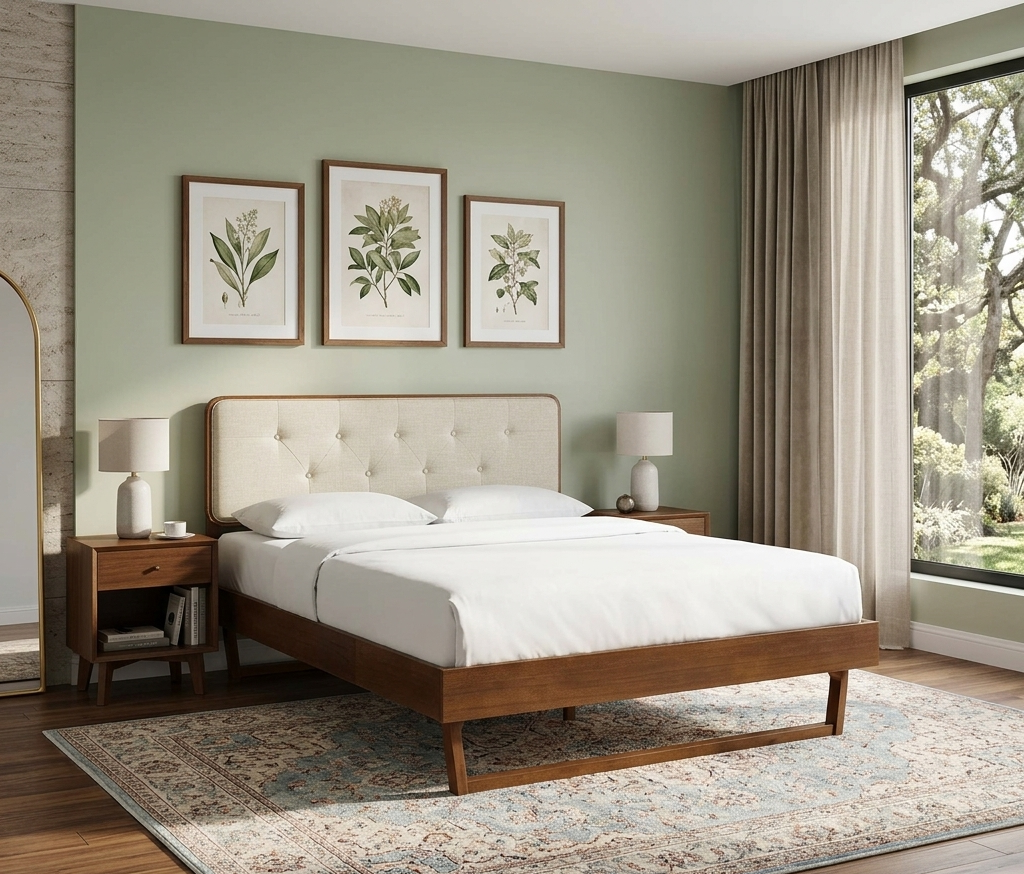 Alva Twin Platform Bed - Walnut Beige Denmark Home