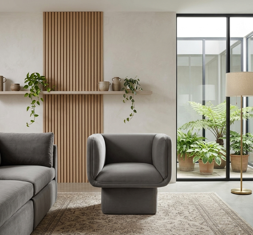 Revo Velvet Accent Armchair-Storm Gray Denmark Home