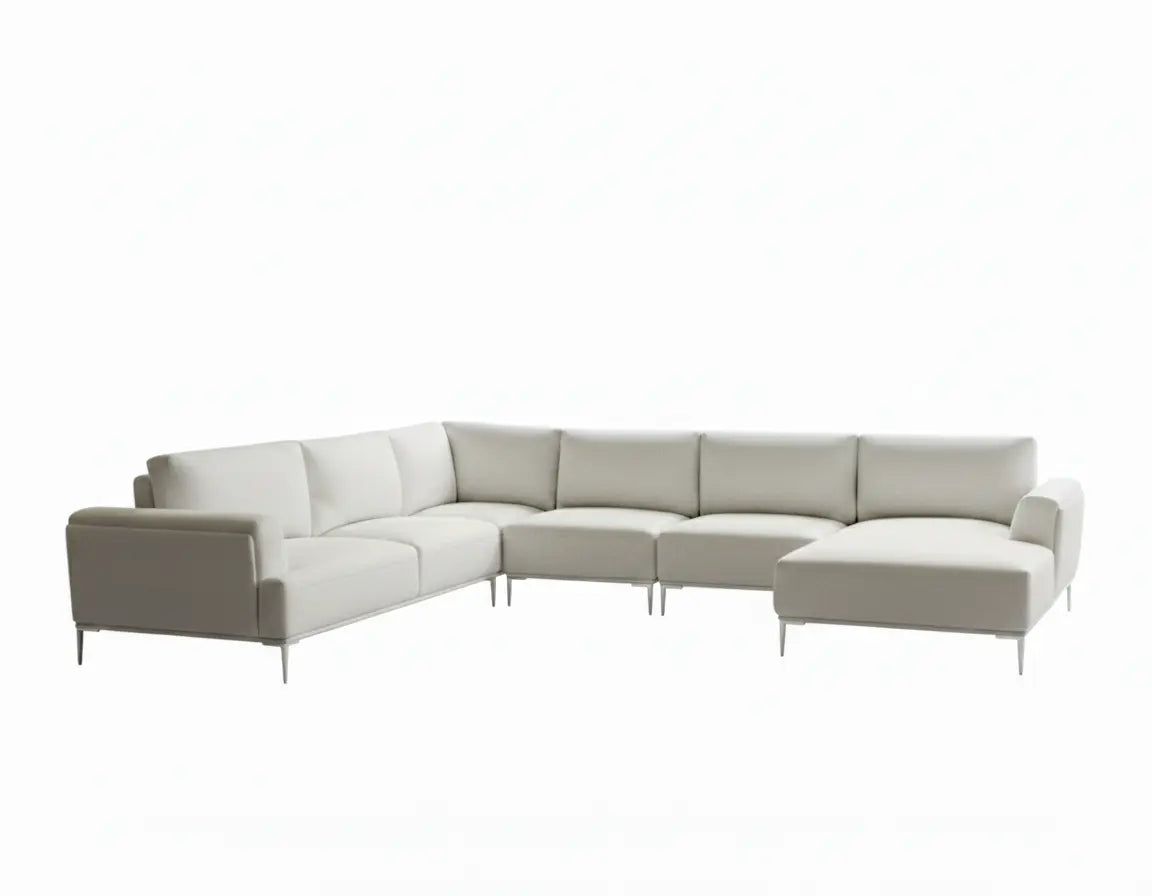 Moden J-Shaped Sectional – Contemporary Beige Chenille Denmark Home