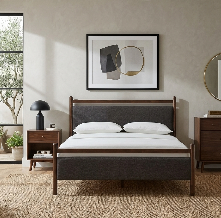 Fiona Full Platform Bed  - Wenge Heathered Dark Gray Denmark Home