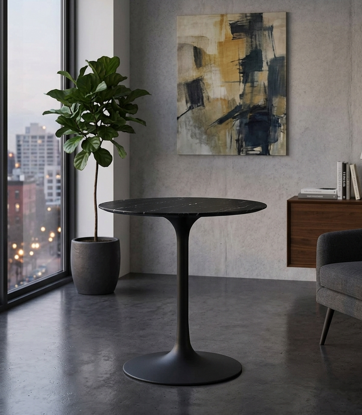 Novara Round Dining Table 28"- Black Black Denmark Home