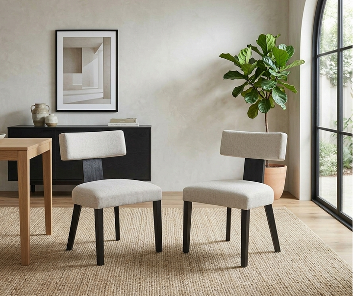 Sevré Dining Chair Set - Black Heathered Weave Ivory Denmark Home