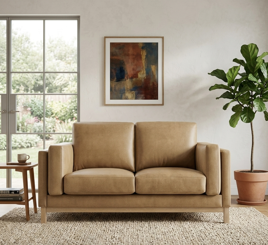Elavare Vegan Leather Lounge Sofa – Toast