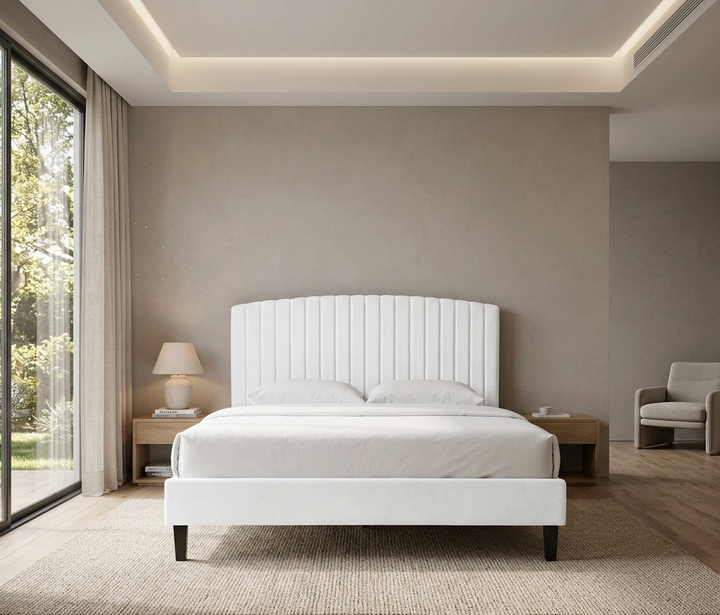 Valois Full Platform Bed – White Denmark Home