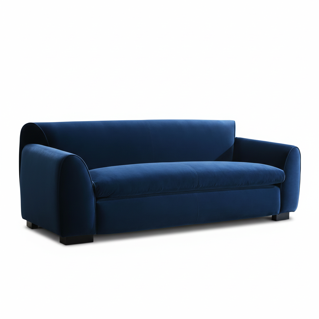 Ayla Sofa – Royal Blue Velvet Bench Seating