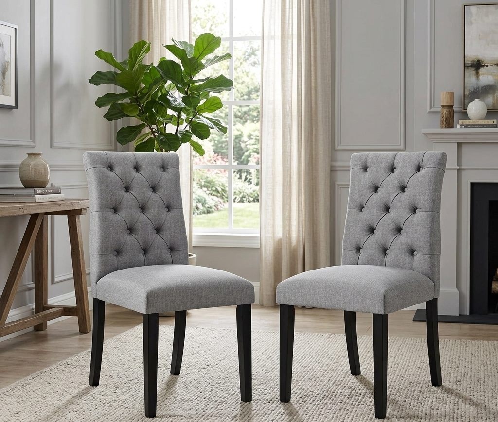 Nuovo Tufted Dining Chair - Light Gray Denmark Home