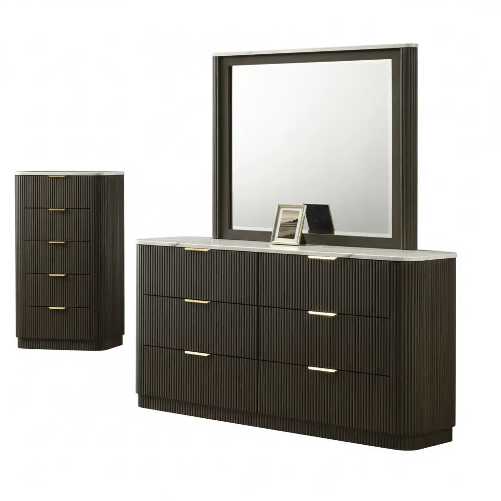 Stellan Dresser – Dark Walnut with Marble Top Denmark Home
