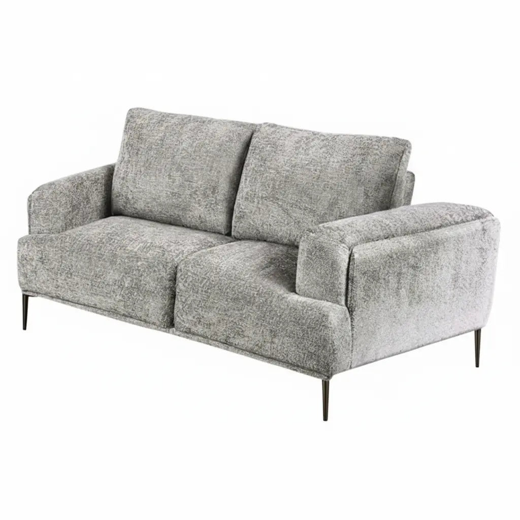 Moden Loveseat – Gray Chenille with Metal Legs Denmark Home