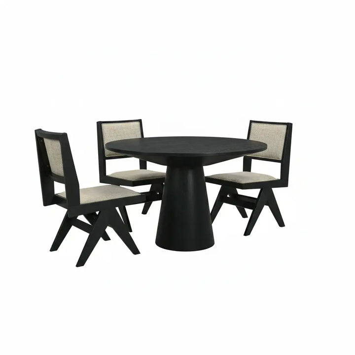 Forma 48" Round Dining Table – Black Finish with Pedestal Base Denmark Home