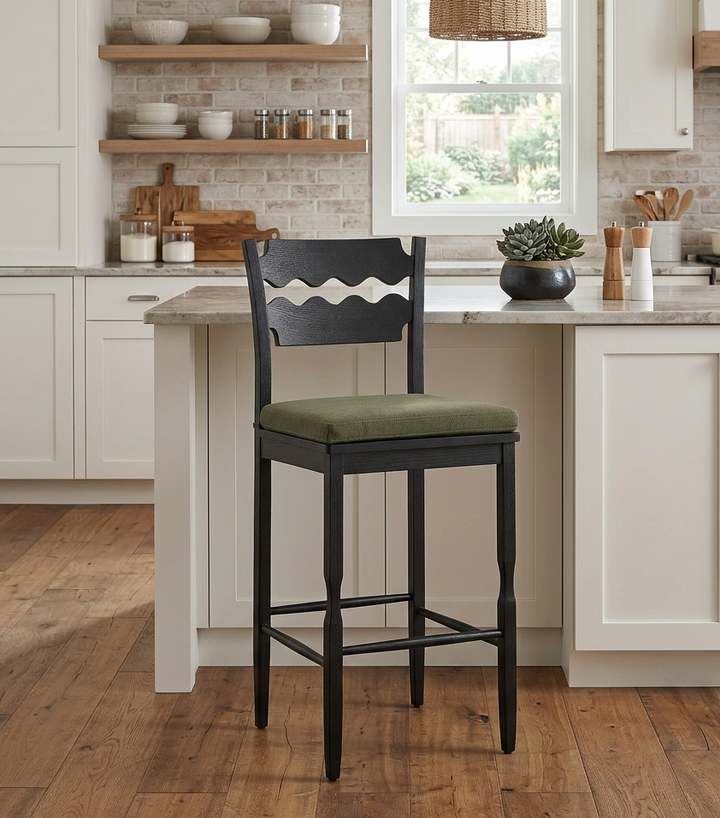 Kne Bar Stool - Black Sage Denmark Home