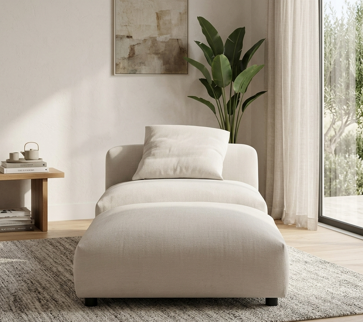 Lumi Modular Armless Chair and Ottoman Set - Linen Denmark Home
