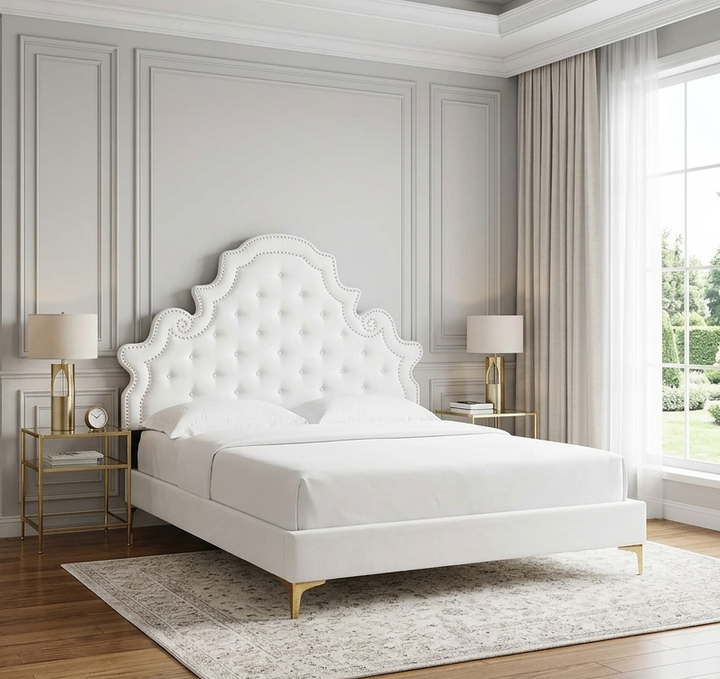 Saga Queen Platform Bed - White Denmark Home