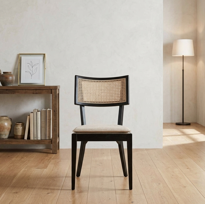 Fernholt Wood Dining Chair - Black Beige Denmark Home