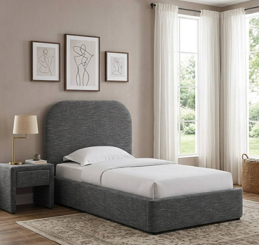 Elskov Twin Platform Bed - Heathered Weave Slate Denmark Home
