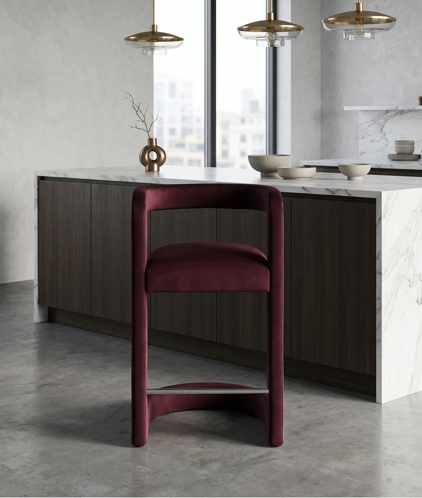 Vigo Velvet Counter Stool - Mulberry Denmark Home