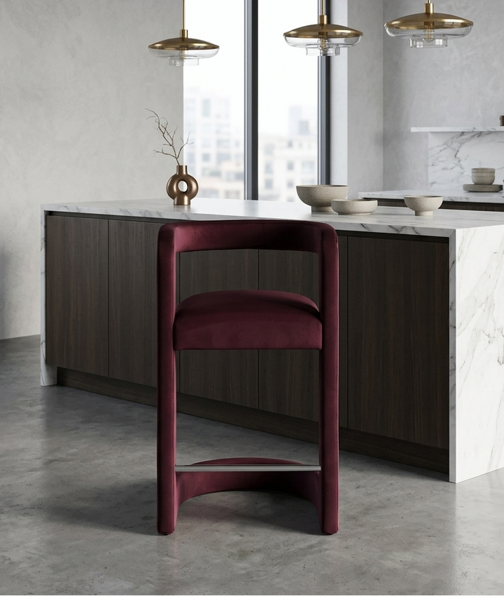 Vigo Velvet Counter Stool - Mulberry Denmark Home