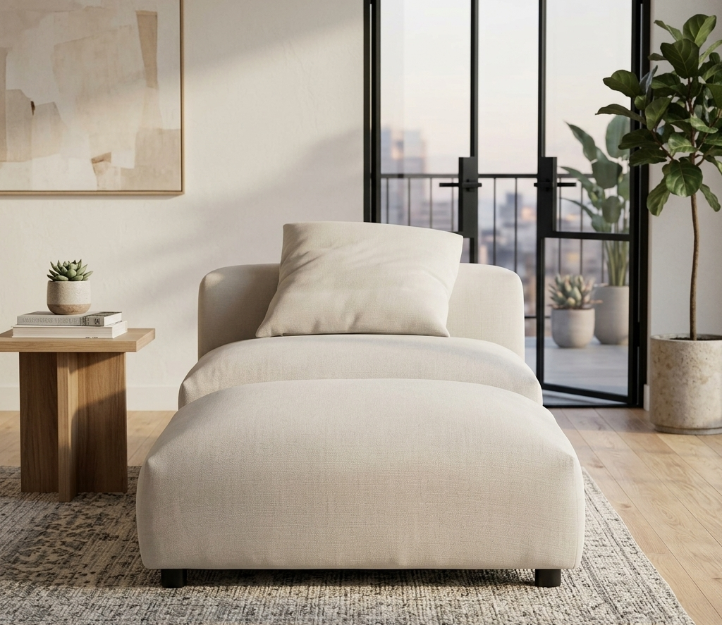 Lumi Modular Armless Chair and Ottoman Set - Linen (Copy) Denmark Home