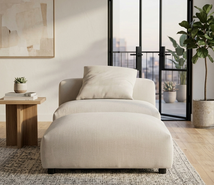 Lumi Modular Armless Chair and Ottoman Set - Linen (Copy) Denmark Home