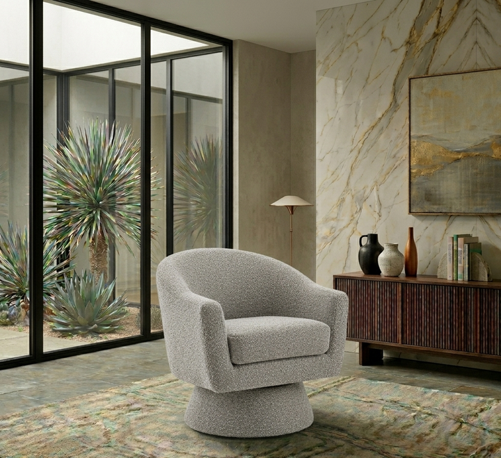 Sereno Boucle Swivel Accent Chair-Taupe Denmark Home