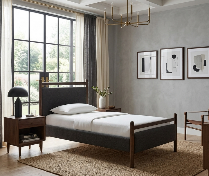 Fiona Twin Platform Bed  - Wenge Heathered Dark Gray Denmark Home