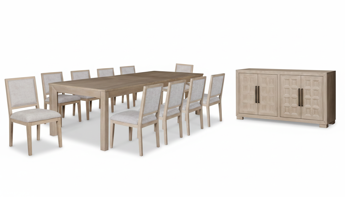 Axis 9-Piece Extendable Dining Set – Tawny Oak