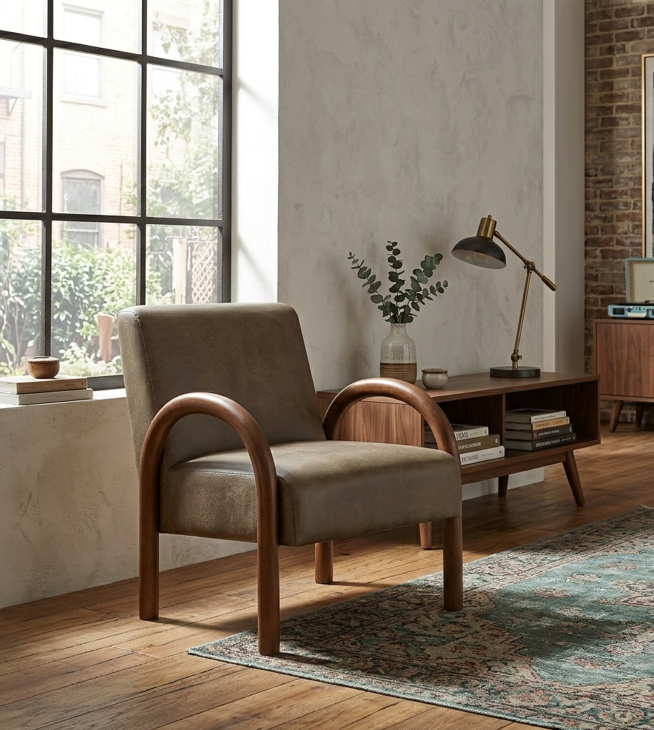 Arvion Faux Leather Accent Chair – Mushroom Denmark Home