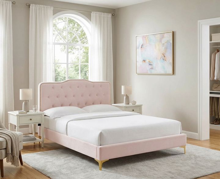 Elsen Queen Platform Bed – Pink Denmark Home