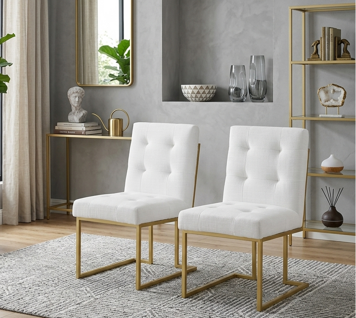 Valénza Dining Accent Chair Set - Gold White Denmark Home