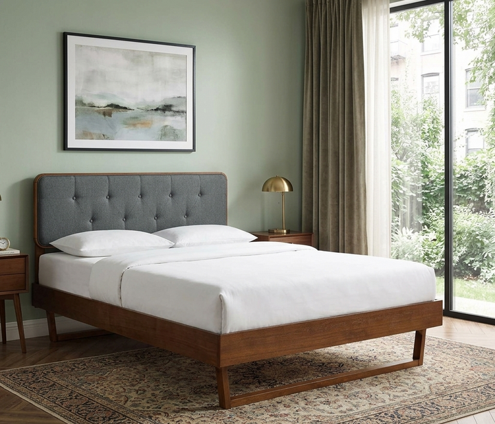 Alva Twin Platform Bed - Walnut Charcoal Denmark Home