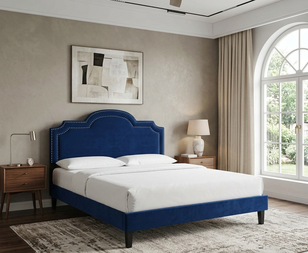 Vilde King Platform Bed - Navy Denmark Home