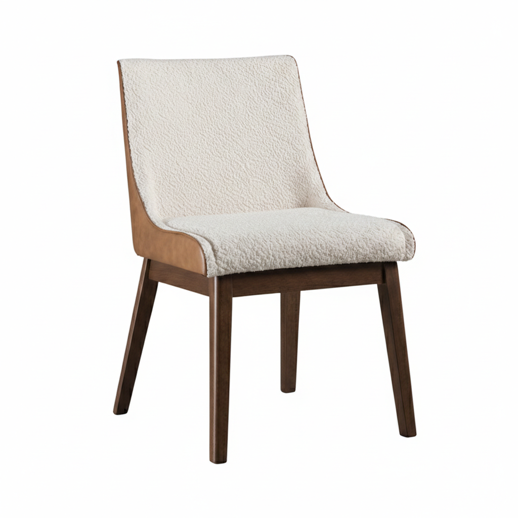 Ardene Side Chair – Walnut Frame with Beige Upholstery (Set of 2)