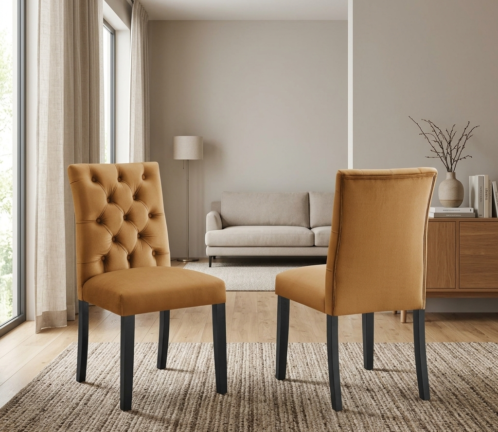 Nuovo Tufted Velvet Dining Chairs - Cognac Denmark Home