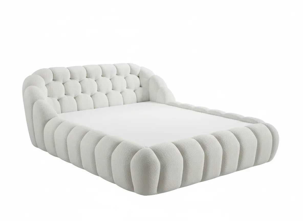 Vale Upholstered Platform Bed – White (Queen / Eastern King) Denmark Home