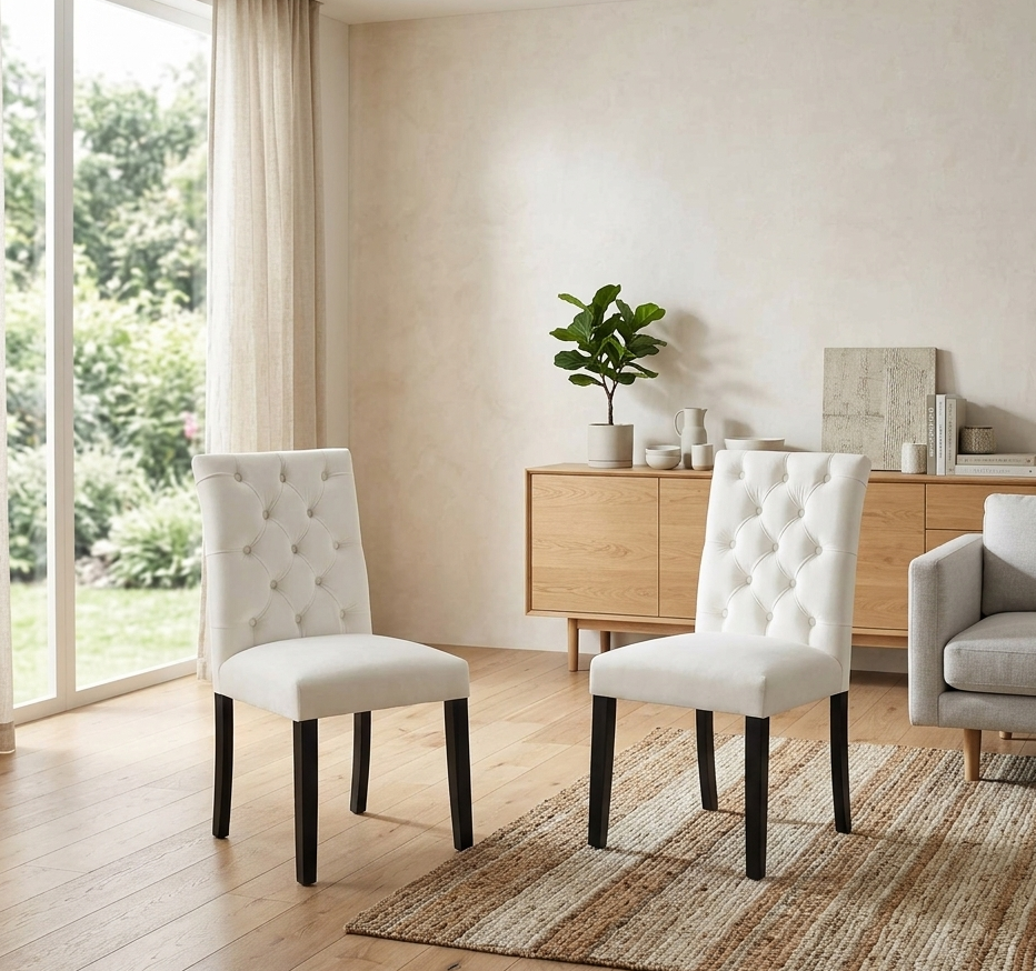 Nuovo Tufted Velvet Dining Chairs - White Denmark Home