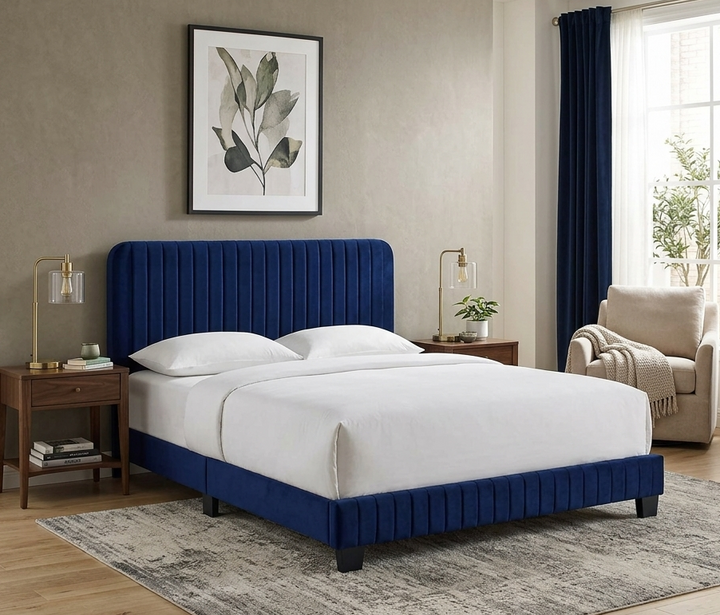 Yiva Full Platform Bed  - Navy Denmark Home