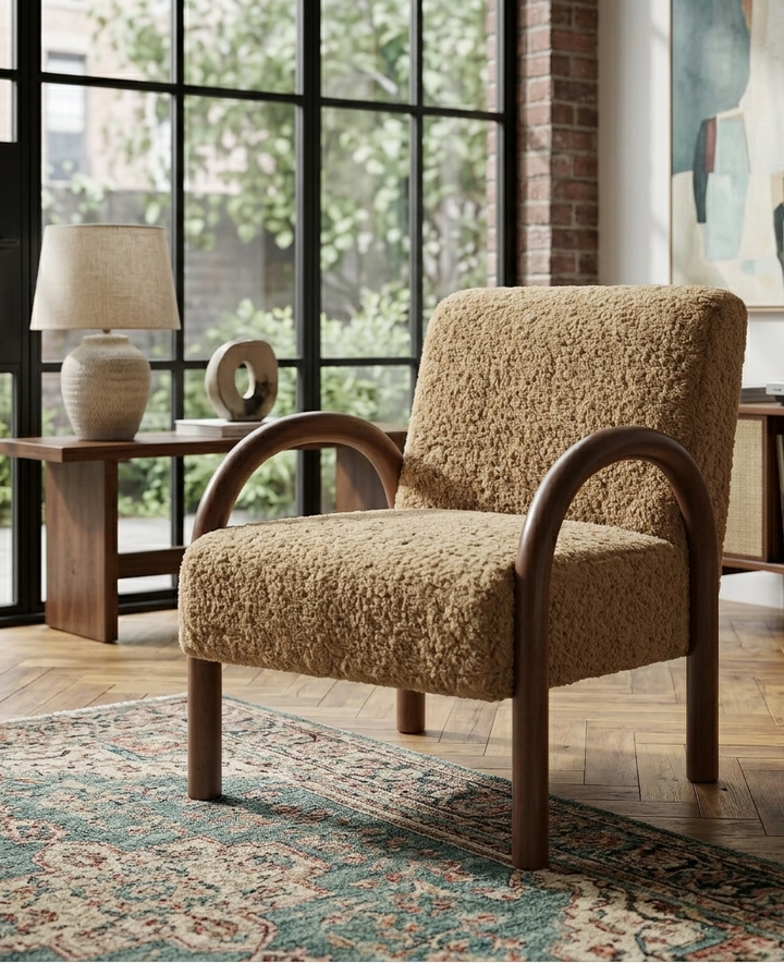 Arvion Faux Shearling Accent Chair – Sand Denmark Home