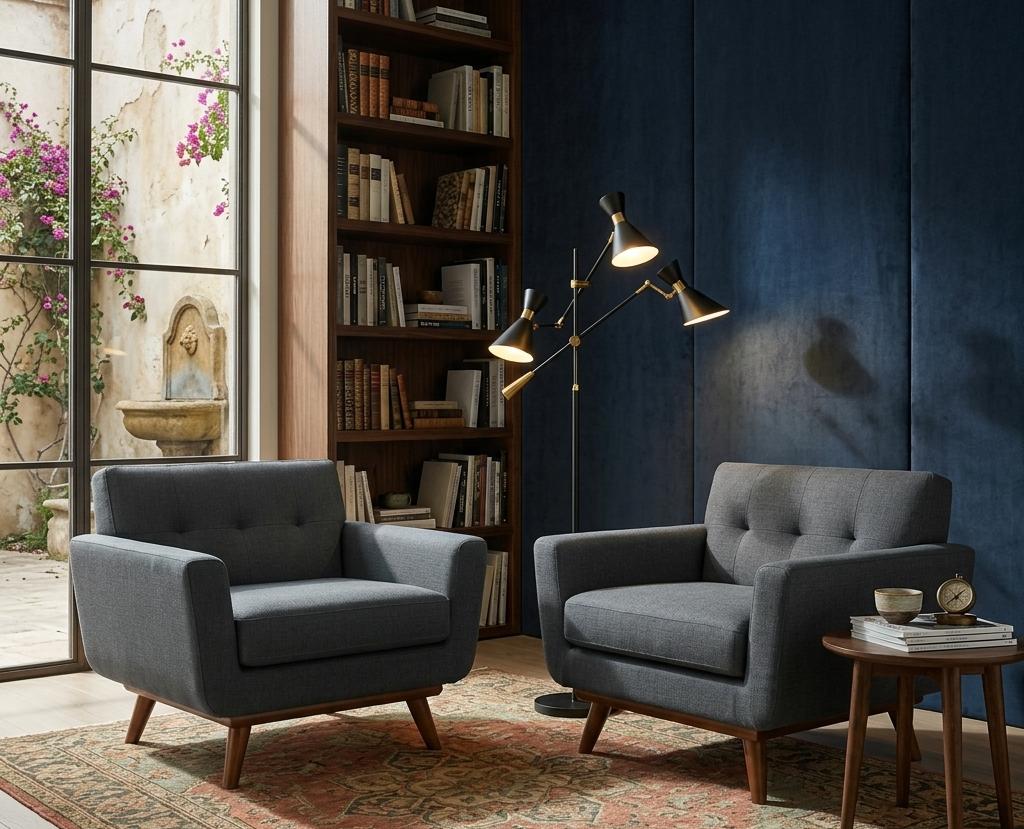 Koti Button-Tufted Accent Armchair Set of 2  – Grey Denmark Home