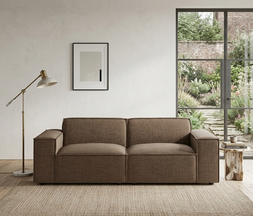 Lucent Fabric 2-Piece Sectional Loveseat – Mocha