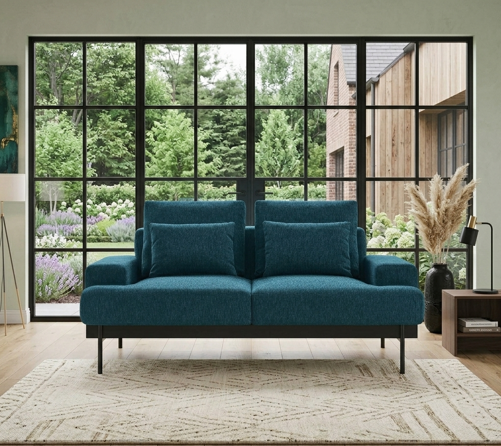 Prism Fabric Upholstered Loveseat – Azure
