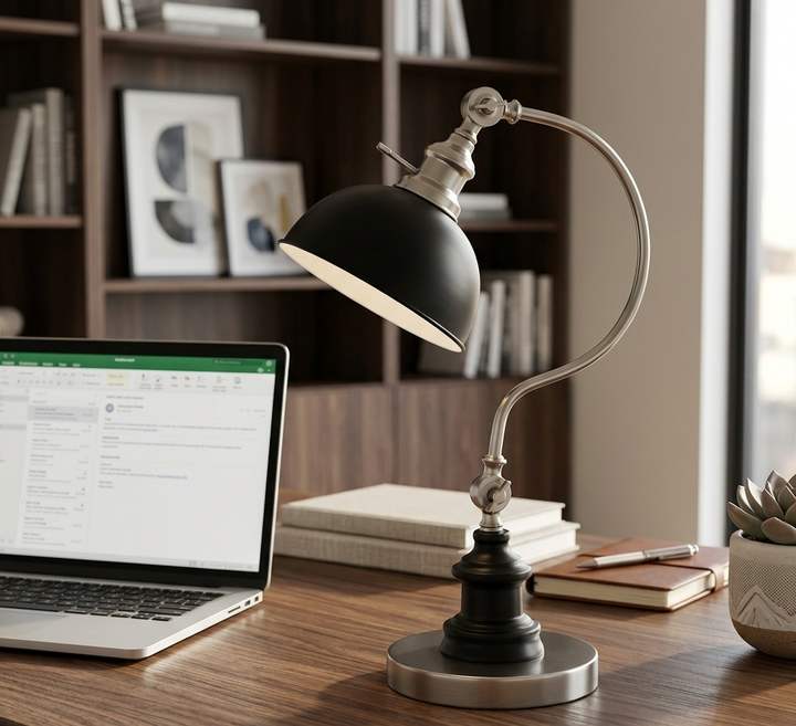 Weston Table Lamp – Stain Nickel Metal Denmark Home