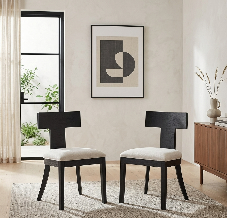 Elmsworth Dining Chair Set - Black Heathered Weave Ivory Denmark Home
