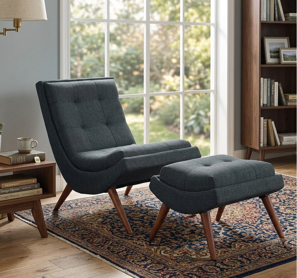 Hearth Lounge Chair with Ottoman - Gray Denmark Home