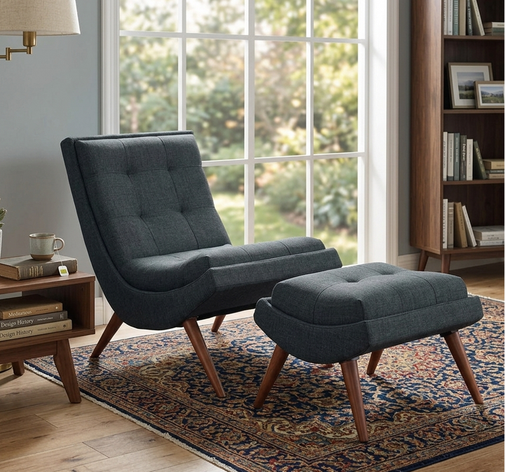 Hearth Lounge Chair with Ottoman - Gray Denmark Home
