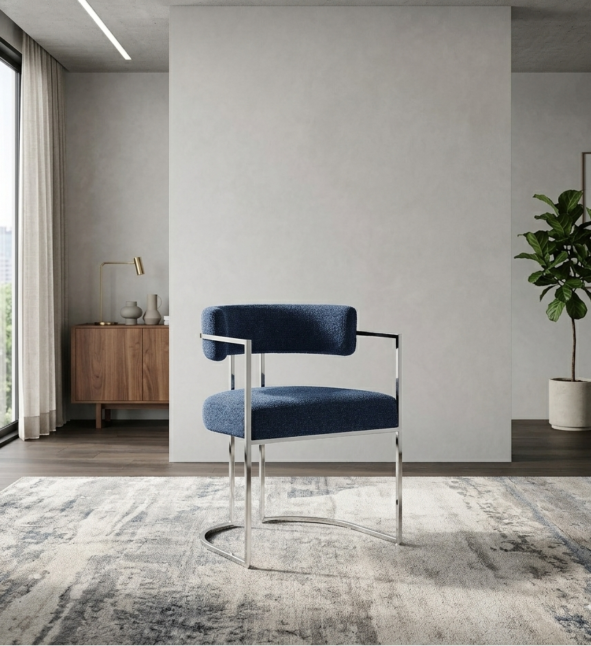 Orik Curved Back Dining Chair - Silver Navy Denmark Home